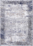 Load image into Gallery viewer, Abstract Border Echo Blue Grey Rug
