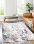 Load image into Gallery viewer, Abstract Twilight Ash Rug in living room

