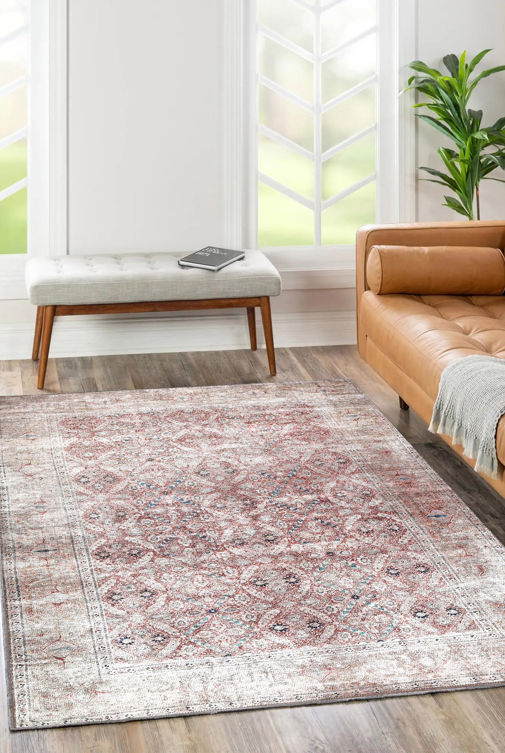 Distressed Vintage Levent Area Rug in living room