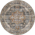 Load image into Gallery viewer, Distressed Vintage Cezanne Rabbit Gray Inca Gold Round Rug
