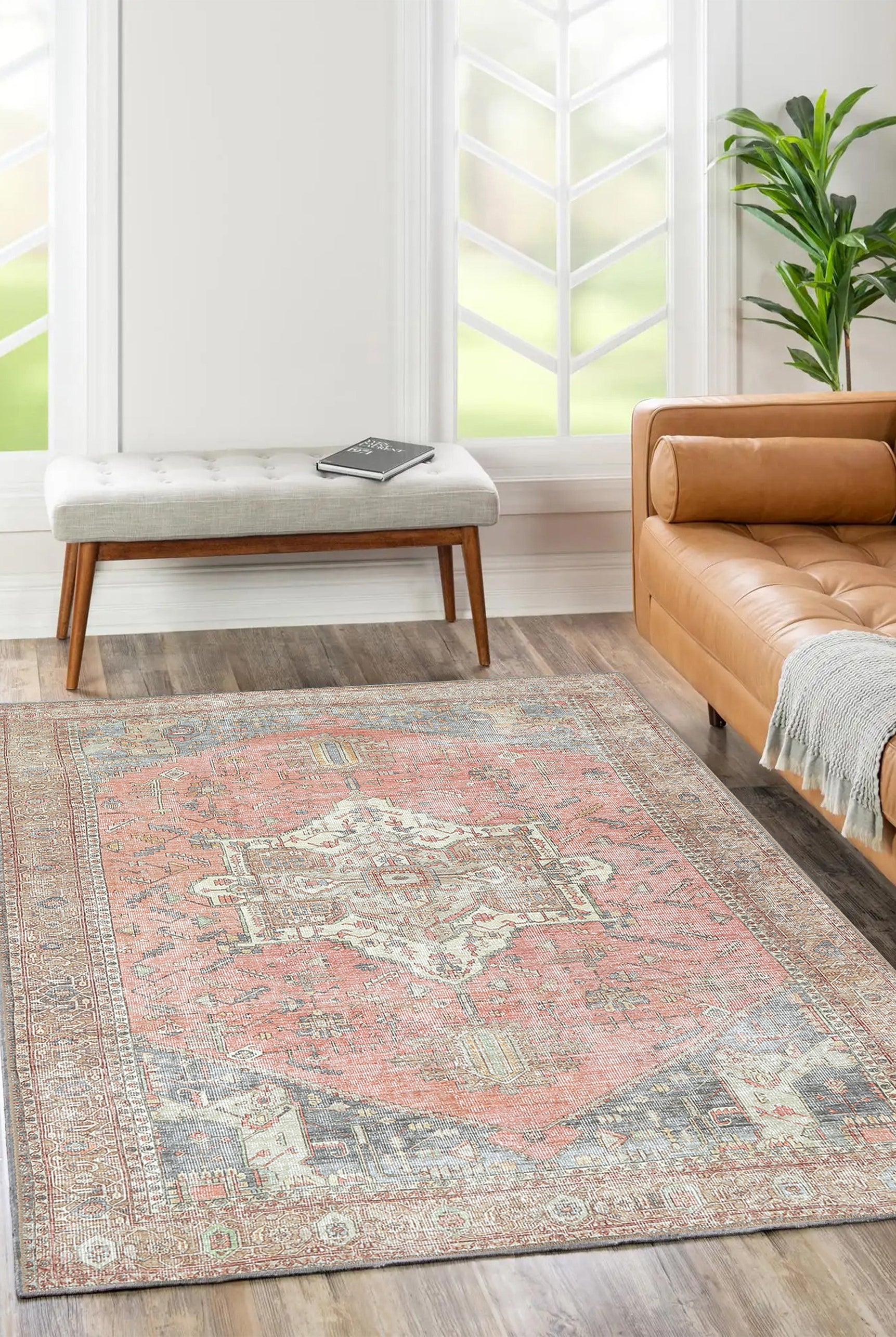 Remy Machine Washable Rug in living room