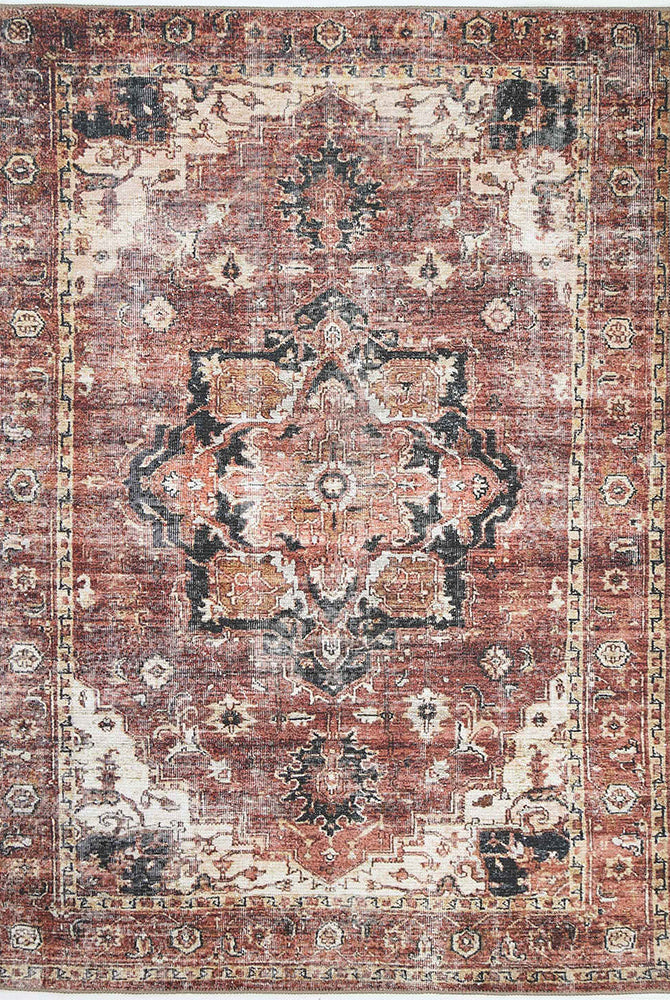 Distressed Vintage Cezanne Terracotta Area Rug full view